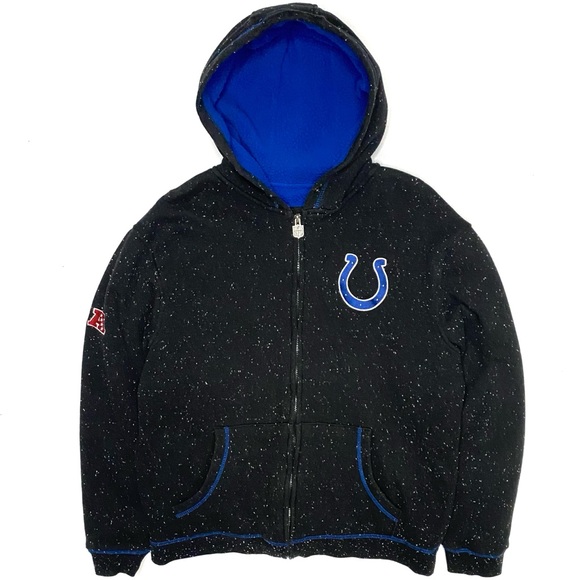 Indianapolis Colts NFL Black & Blue Sherpa Lined Full Zip Hooded Jacket Medium - Picture 1 of 12